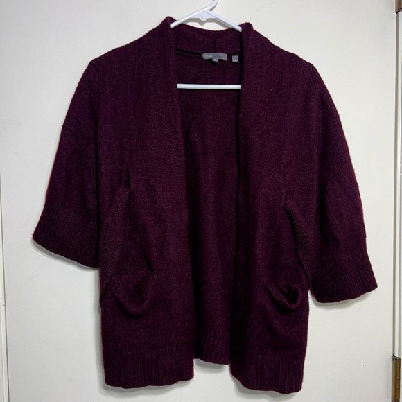 VINCE Wool Blend Short Sleeve Cardigan Women's Size Medium - Picture 1 of 5